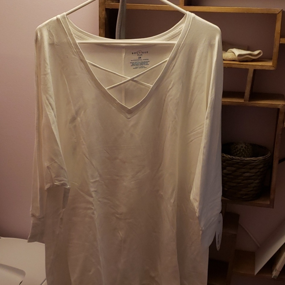 3/4 Sleeve White Fashion Shirt